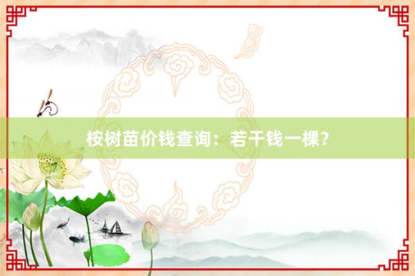 桉树苗价钱查询：若干钱一棵？