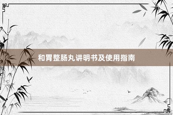 和胃整肠丸讲明书及使用指南